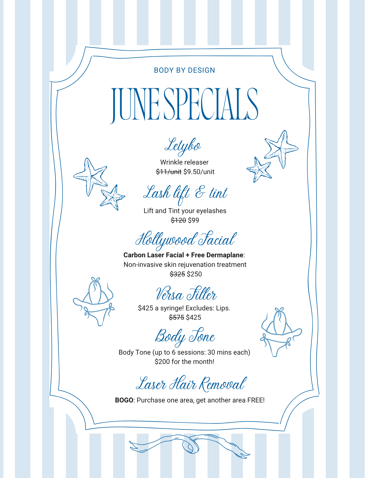 Body By Design Specials Pop-Up Graphic